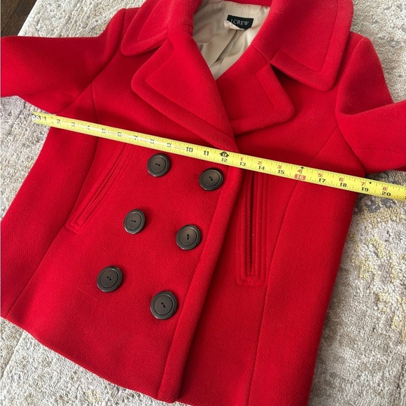 J. Crew Apple Red Double Breasted Cropped Pea Coat - Picture 9 of 10
